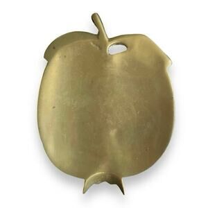 Vintage 70s miniature solid brass apple trinket bowl